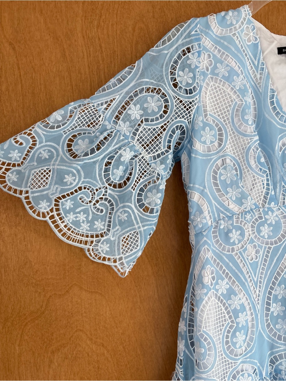 Boston Proper Two-Tone Lace Flounce Dress Airy Blue Size 4 - Picture 6 of 14